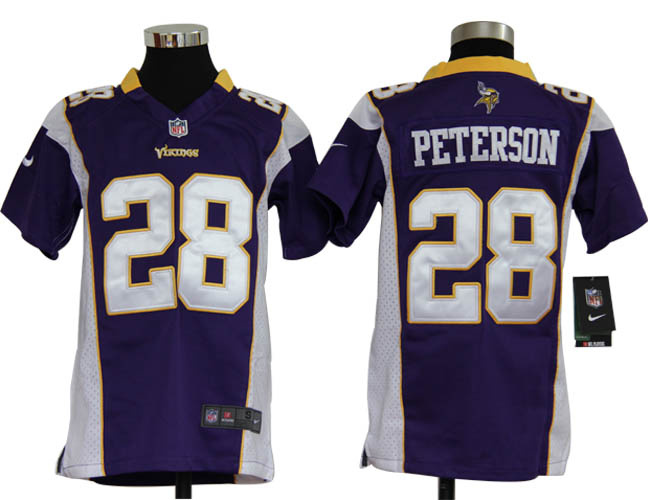 youths Jersey nike Minnesota Vikings 28 Adrian Peterson Purple Game